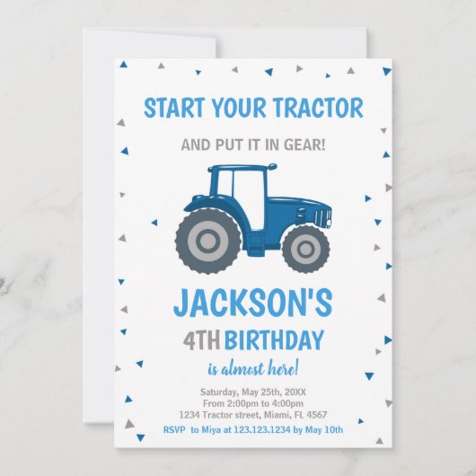 少年のためのファームテーマパーティーカード 招待状 (正面)