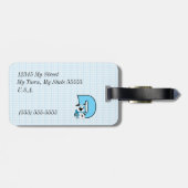 少年のためのブルーポルカで犬のための手紙D ラゲッジタグ (裏面横)