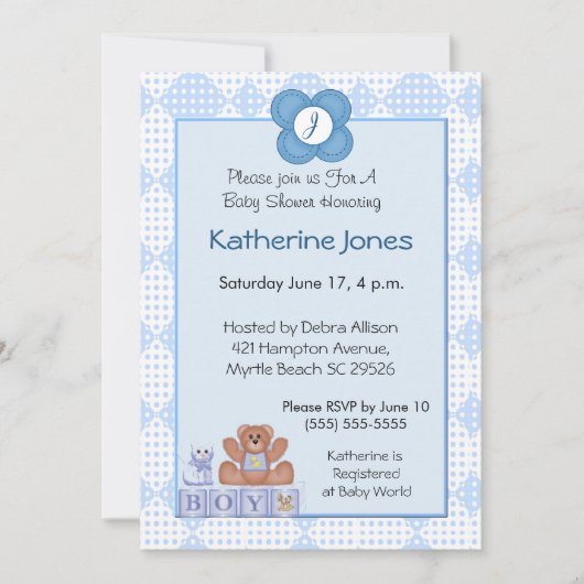 少年のためのモノグラム招待状 招待状 (正面)