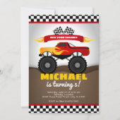 少年のためのモンスタートラック誕生日招待状 招待状 (正面)