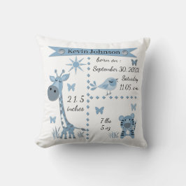 少年のためのライトブルーの可愛いジャングルの動物 クッション