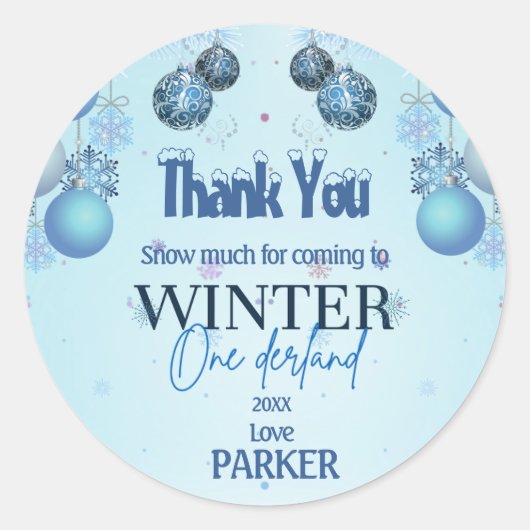 少年のための冬のワンダーランド誕生日 ラウンドシール (正面)
