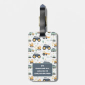 少年のための可愛いトラクターのパターン荷物タグ ラゲッジタグ (裏面縦)