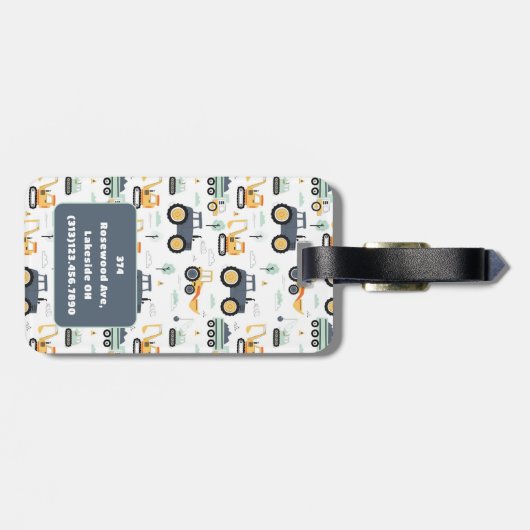 少年のための可愛いトラクターのパターン荷物タグ ラゲッジタグ (裏面横)