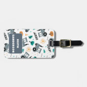 少年のための可愛いファームトラクターのパターン荷物タグ ラゲッジタグ (正面横)