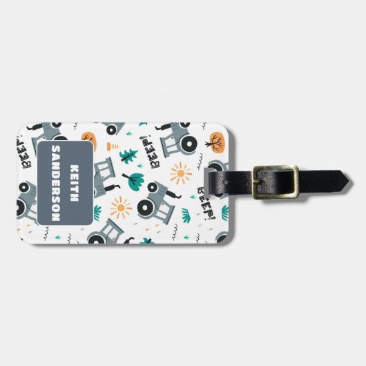 少年のための可愛いファームトラクターのパターン荷物タグ ラゲッジタグ (正面横)