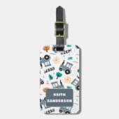 少年のための可愛いファームトラクターのパターン荷物タグ ラゲッジタグ (正面縦)