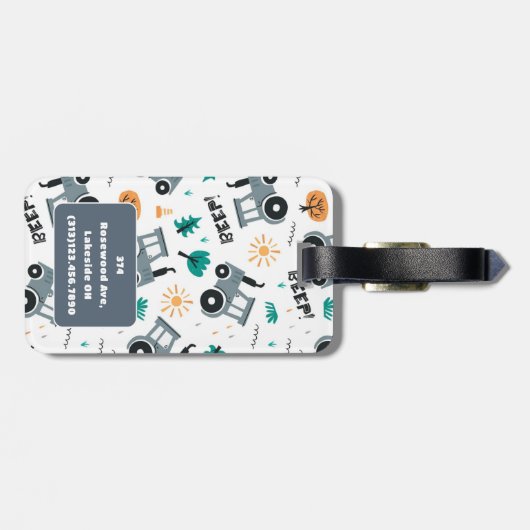 少年のための可愛いファームトラクターのパターン荷物タグ ラゲッジタグ (裏面横)