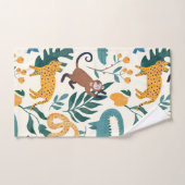 少年のための可愛い野生動物のパターンlブルーイエロー バスタオルセット (ハンドタオル)