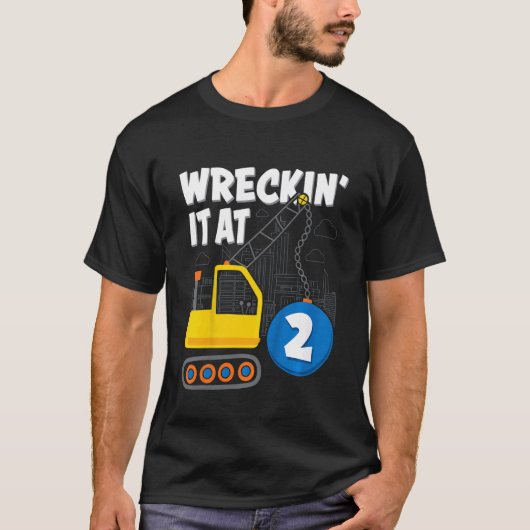 少年のための子供建築車誕生日2年 Tシャツ (正面)