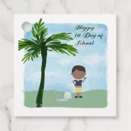 少年のための学校のメッセージカードの1日目 フェイバータグ