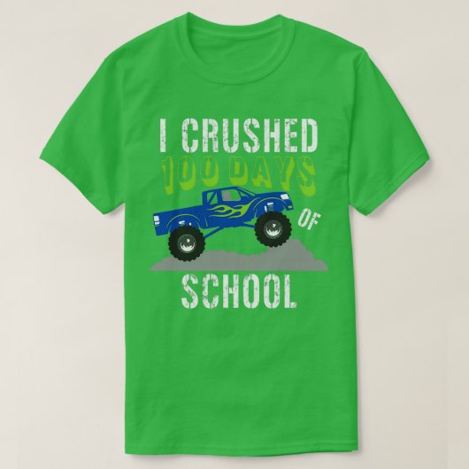少年のための学校モンスタートラックシャツの100日目2 Tシャツ (デザイン正面)