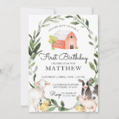 少年のための家畜類誕生日招待状 招待状 (正面)