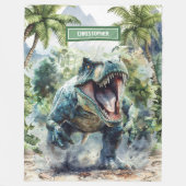 少年のための激しいTレックスパーソナライズされたのブランケットの名前 フリースブランケット (正面)