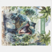 少年のための激しいTレックスパーソナライズされたのブランケットの名前 フリースブランケット (正面(横))