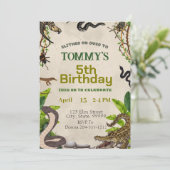 少年のための爬虫類誕生日パーティー – 印刷可能な爬虫類 招待状 (スタンド正面)