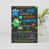 少年のための私たちの小さなモンスターの誕生日の招待 招待状 (スタンド正面)