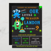 少年のための私たちの小さなモンスターの誕生日の招待 招待状 (正面/裏面)