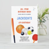 少年のための編集可能なアスレチックパーティー招待状 招待状 (スタンド正面)