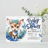 少年のための野草と鹿の赤ちゃんシャワー 招待状 (スタンド正面)