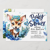 少年のための野草と鹿の赤ちゃんシャワー 招待状 (正面/裏面)