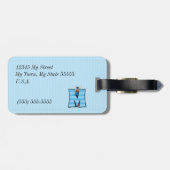 少年のための青いムースストライプの手紙M ラゲッジタグ (裏面横)