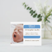 少年のための高い名札の誕生の発表 案内ポストカード (スタンド正面)