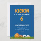 少年のキックインアップ青いカラフル誕生日パーティー 招待状 (正面)