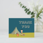 少年のキャンプ誕生日パーティーサンキューカード ポストカード (スタンド正面)