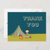 少年のキャンプ誕生日パーティーサンキューカード ポストカード (正面/裏面)
