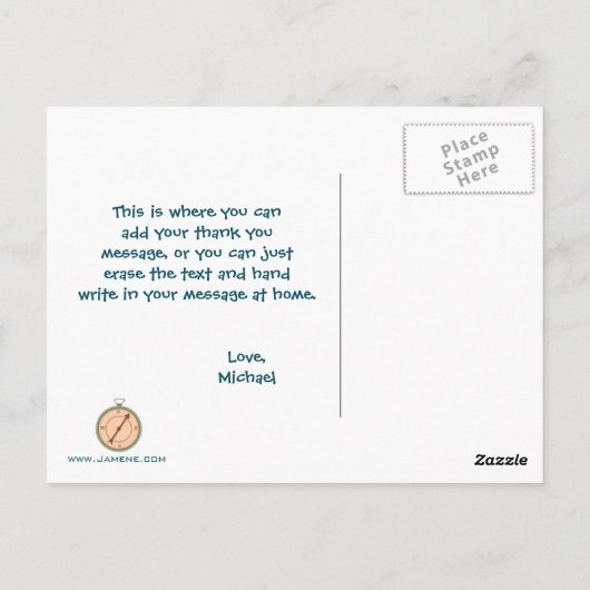 少年のキャンプ誕生日パーティーサンキューカード ポストカード (裏面)