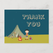 少年のキャンプ誕生日パーティーサンキューカード ポストカード (正面)