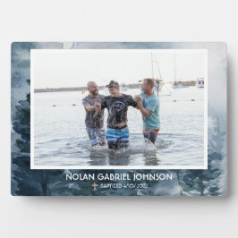 少年のキリスト教バプテスマ記念贈り物ブルー フォトプラーク