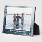 少年のキリスト教バプテスマ記念贈り物ブルー フォトプラーク (側面)