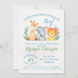 少年のサファリアニマルズベビーシャワー招待状 招待状