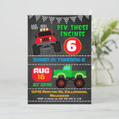 少年のシャルボードモンスタートラックの誕生日の招待 招待状 (スタンド正面)