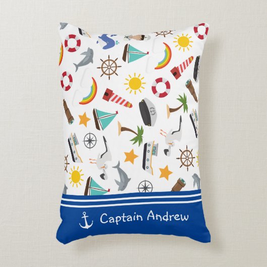 少年のセーラー船長航海の アクセントクッション (正面(垂直))