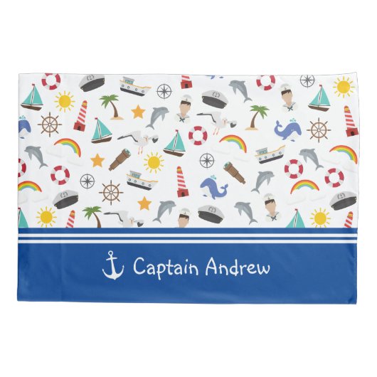 少年のセーラー船長航海の 枕カバー (裏面)