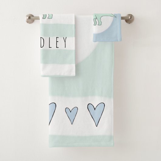 少年のドードルのトリケラトプス恐竜の名前の子供達 バスタオルセット (インサイチュ)