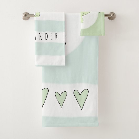 少年のドードルTレックス恐竜と名前の子供 バスタオルセット (インサイチュ)