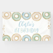 少年のドーナツ1st誕生日パーティーバナーの背景 横断幕 (横)