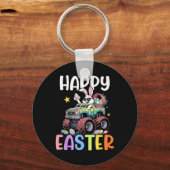 少年のハッピーイースターモンスタートラックイースターエッグバニー キーホルダー (正面)