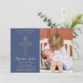 少年のバプテスマ,《キリスト教》洗礼式や命名式招待状,写真,金ゴールド 招待状 (スタンド正面)