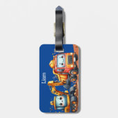 少年のパーソナライズされた建築トラック荷札 ラゲッジタグ (裏面縦)