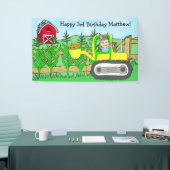 少年のパーソナライズされた農場をテーマにした誕生日パーティー 横断幕 (トレードショー)