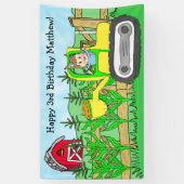 少年のパーソナライズされた農場をテーマにした誕生日パーティー 横断幕 (縦)