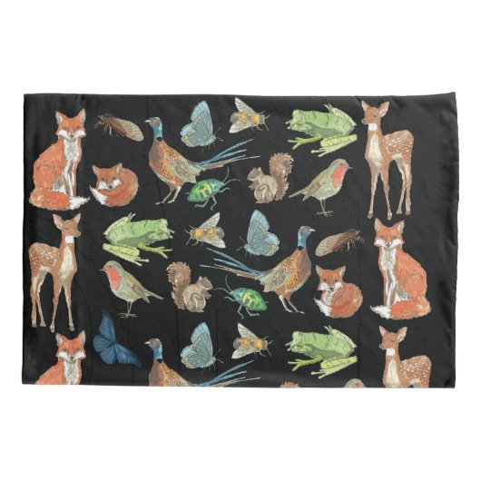 少年のパーソナライズされた部屋の森の生き物 枕カバー (裏面)