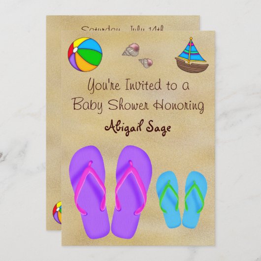 少年のフリップフロップベビーシャワー招待状 招待状 (正面/裏面)