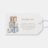 少年のブルーボーホブロックやおもちゃを買ってくれてありがとう ギフトタグ (正面(横))