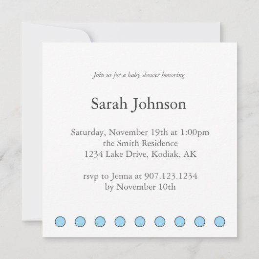 少年のベビーシャワーの招待状です 招待状 (裏面)